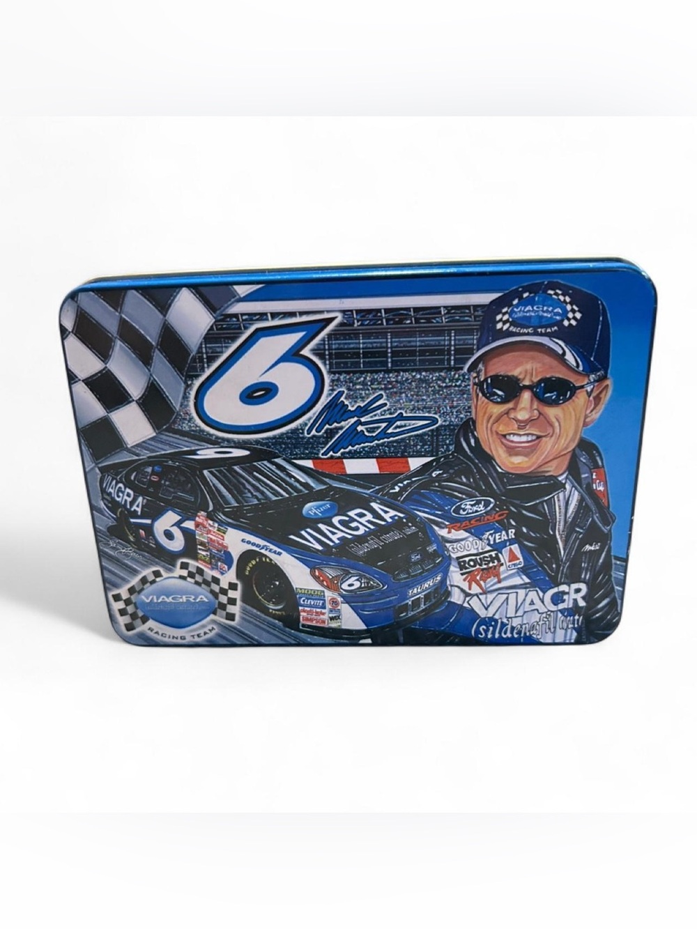 Vintage Mark Martin #6 NASCAR Racing Tin Sam Bass Roush Collectible